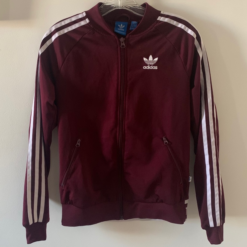 Burgundy Adidas Zip-Up